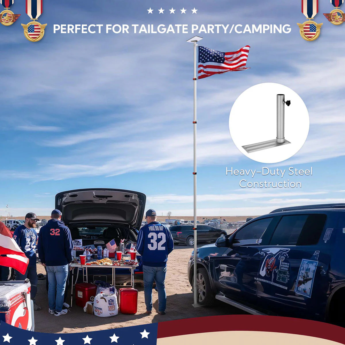 Aluminum Telescopic Antenna Pole for Starlink Mini with Tire Mount