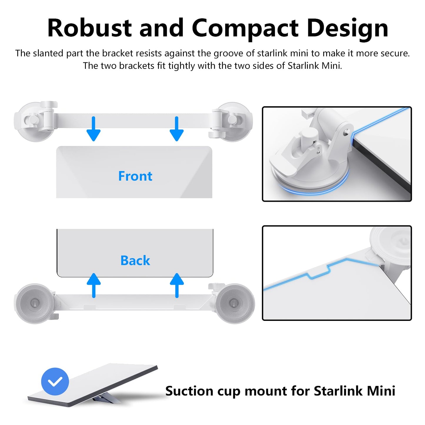 Starlink Mini Mount, Car Roof Mount with 4 Strong Suction Cups, Adjustable and Durable Mounting Bracket for Starlink Mini - Ensure Stable Satellite Signal for RV, Roof, Wall, Boat, and Outdoor Use