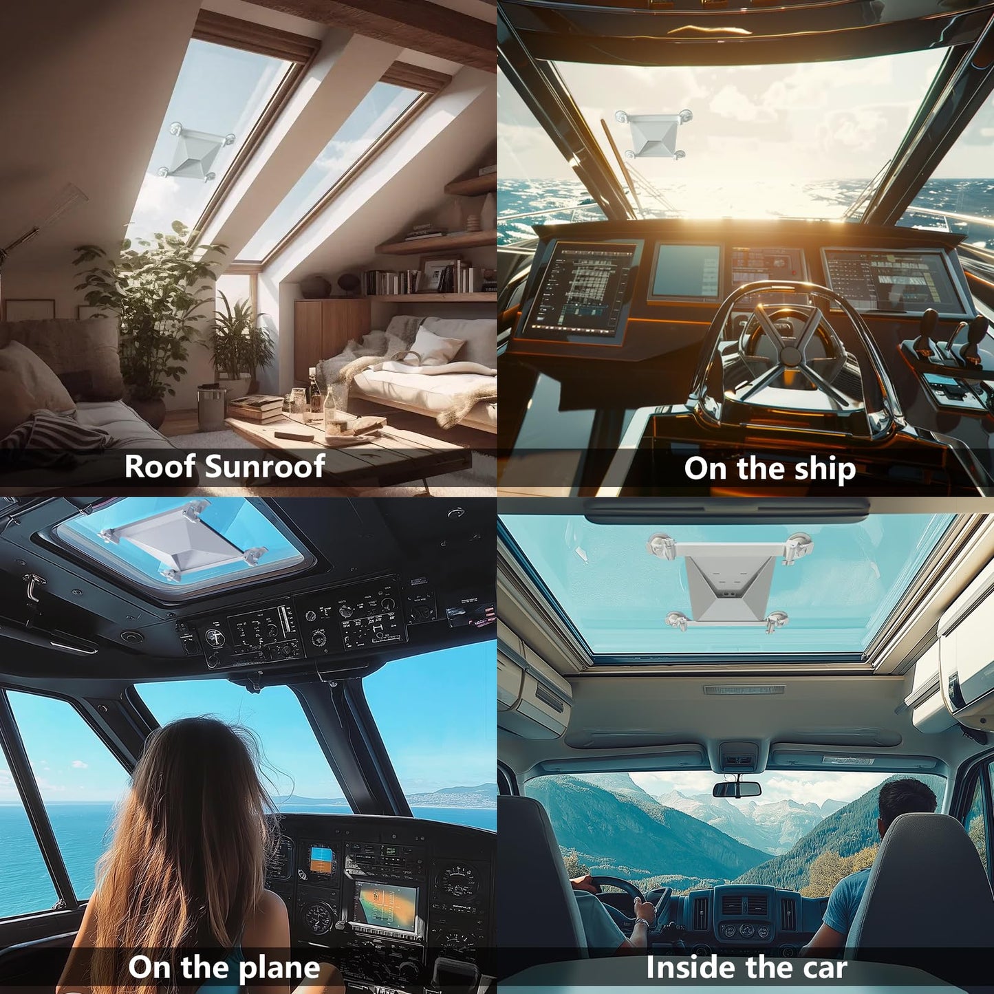 Starlink Mini Mount, Car Roof Mount with 4 Strong Suction Cups, Adjustable and Durable Mounting Bracket for Starlink Mini - Ensure Stable Satellite Signal for RV, Roof, Wall, Boat, and Outdoor Use