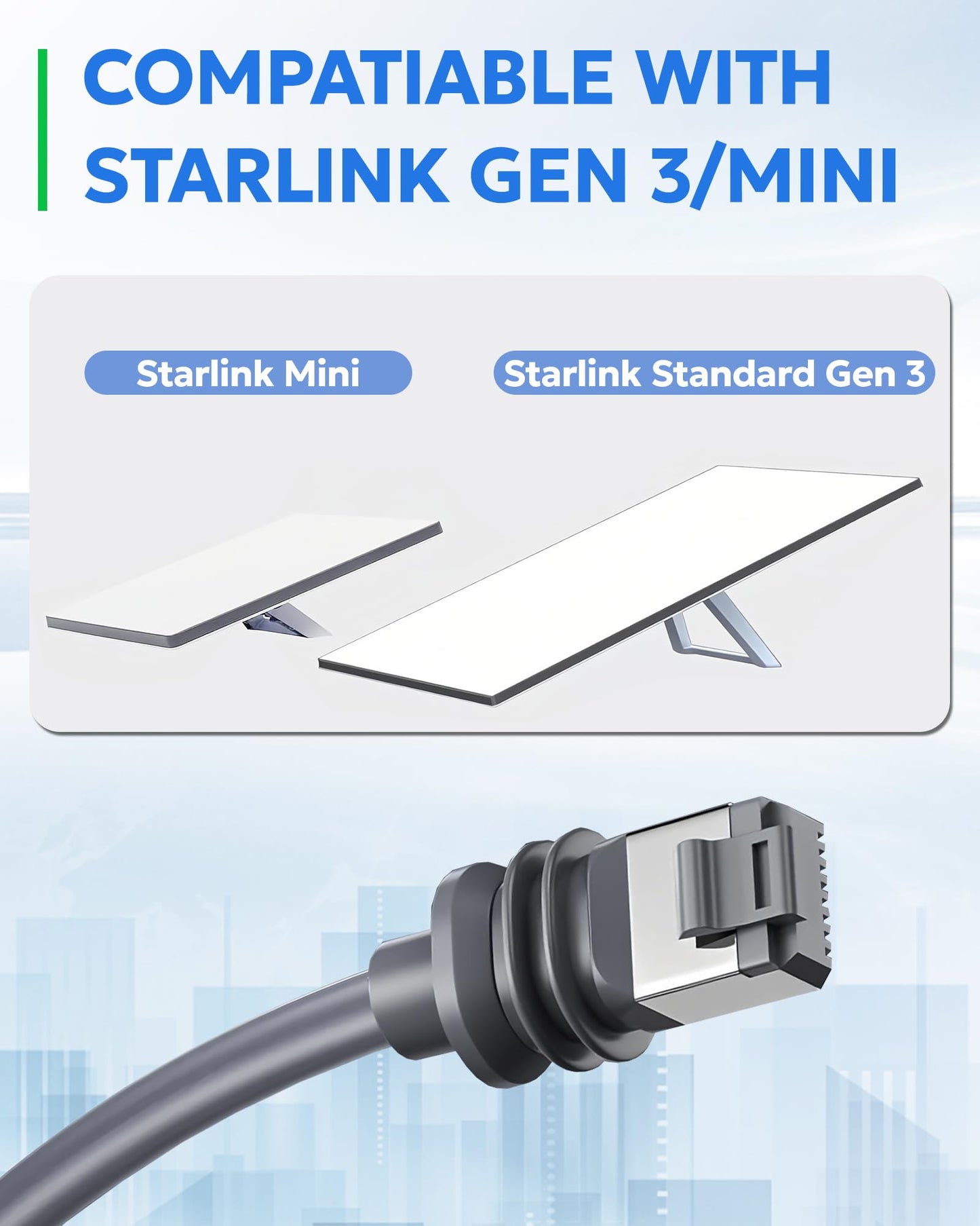 2 Pack Starlink Gen 3 & Mini Ethernet Adapter, 2000Mbps 24AWG Cable, IP68 Waterproof Protection SPX to RJ45 Coupler for Standard/Mini Dish (Starlink V3 Accessories)