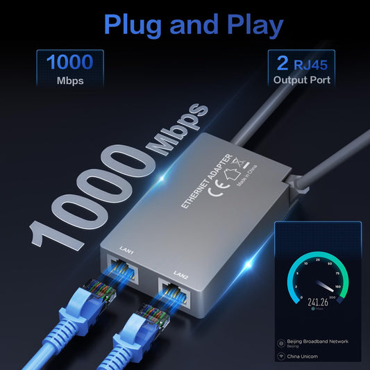 Starlink Ethernet Adapter for Starlink Gen2 Wired External Network,Dual Ports Starlink Gen2 Ethernet Adapter Up to 1 Gbps High-Speed Ntworking