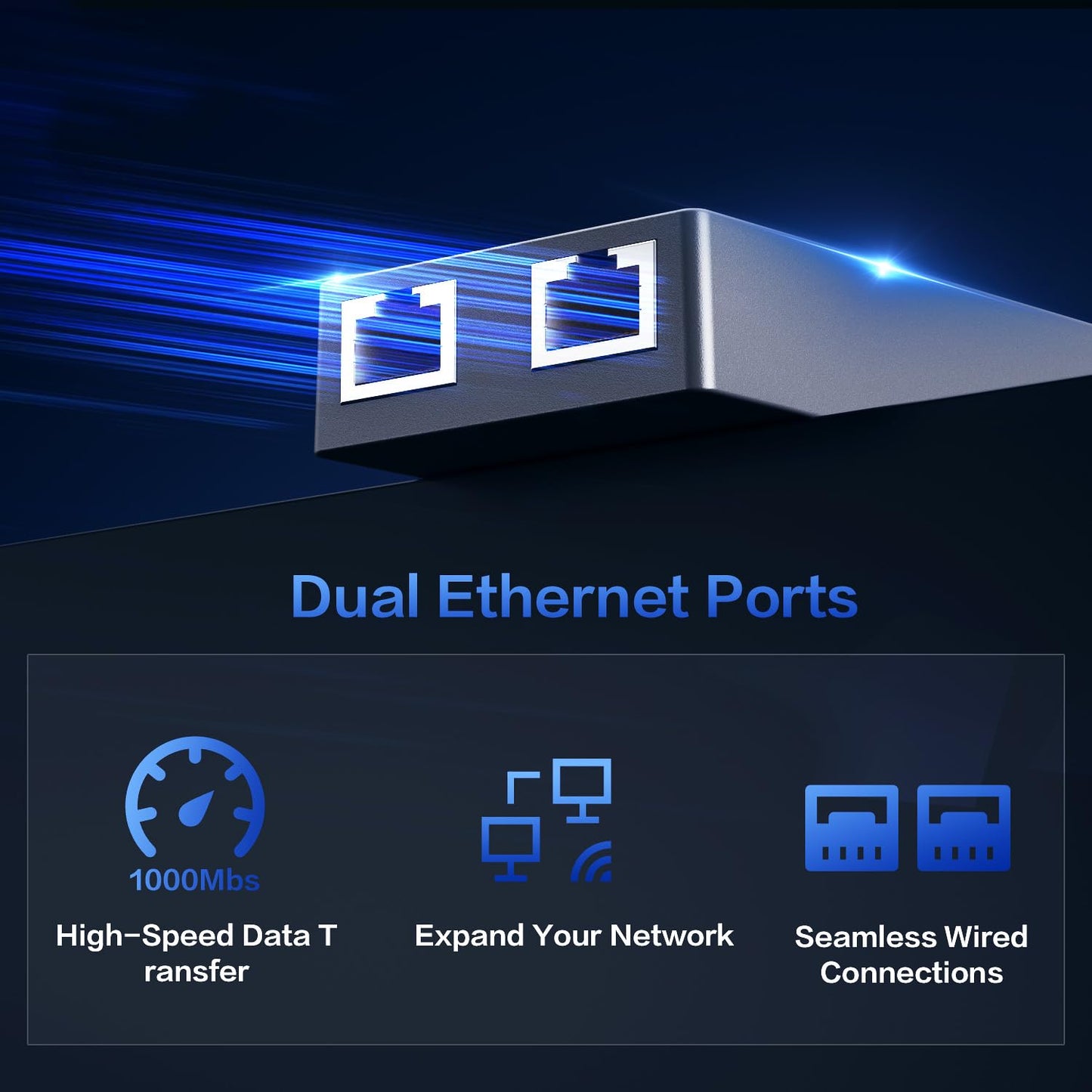 Starlink Ethernet Adapter for Starlink Gen2 Wired External Network,Dual Ports Starlink Gen2 Ethernet Adapter Up to 1 Gbps High-Speed Ntworking