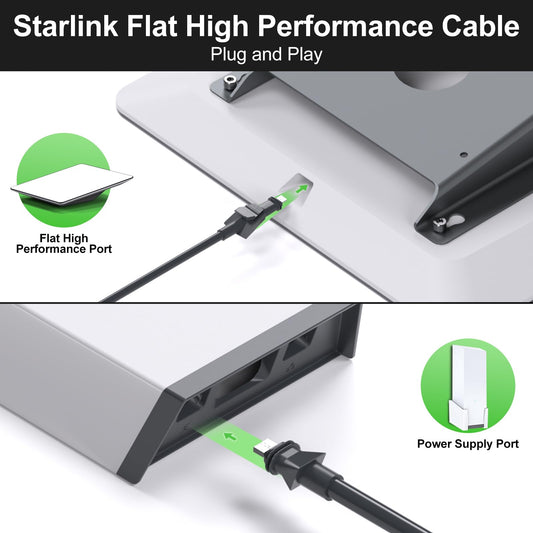 Starlink Flat High Performance Cable 75FT/23M, Replacement FHP Power Cord linkoostar Cable for Starlink Waterproof Extension Flat High Performance Gen 2 Accessories