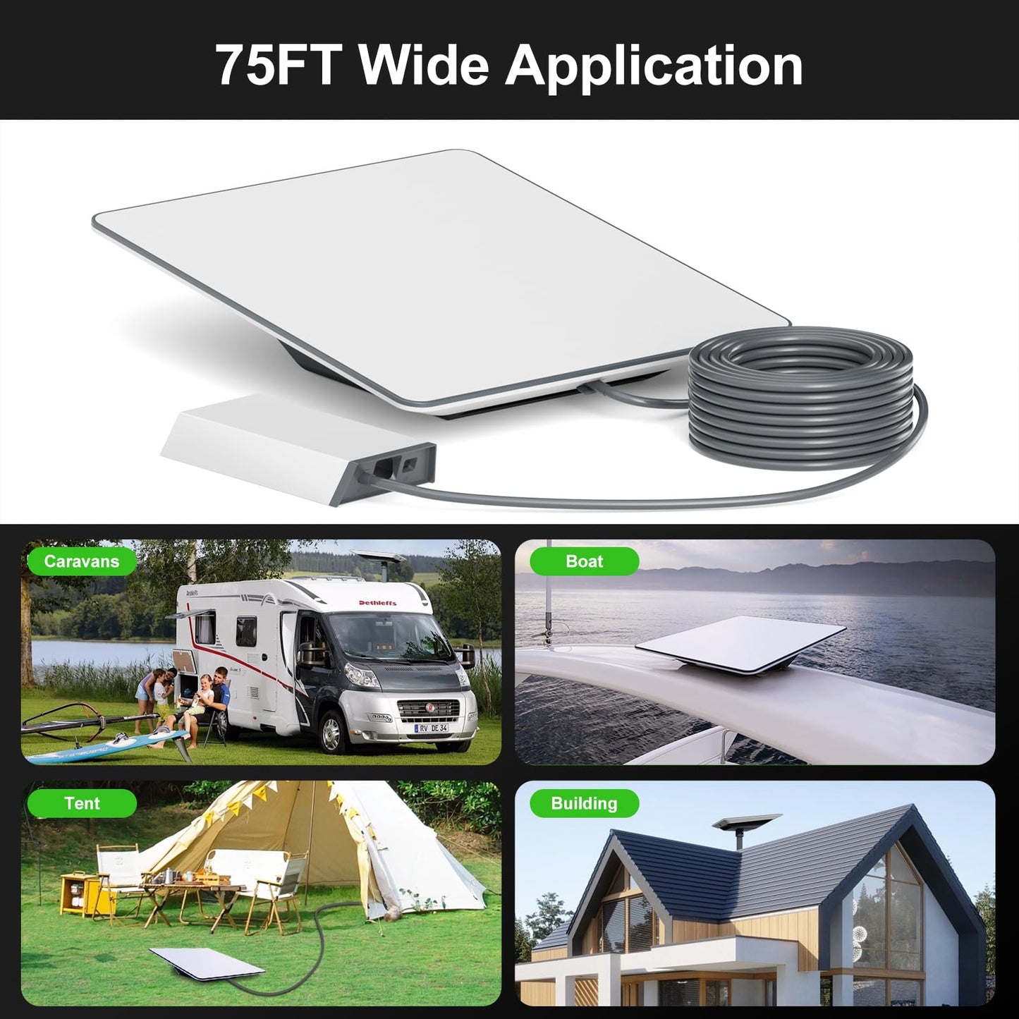 Starlink Flat High Performance Cable 75FT/23M, Replacement FHP Power Cord linkoostar Cable for Starlink Waterproof Extension Flat High Performance Gen 2 Accessories