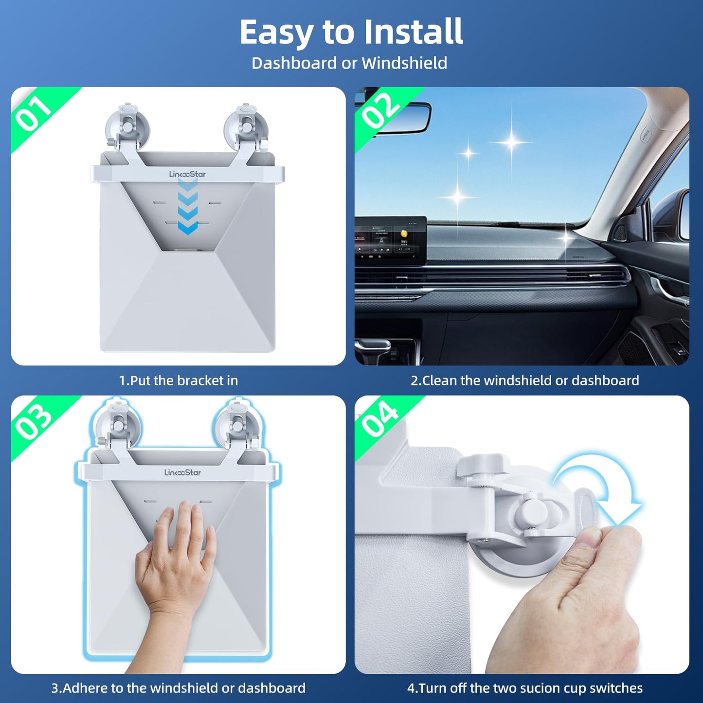 Starlink Mini Car Mount for Dashboard, Starlink Mini Suction Cup Mount for Dashboard & Windshield, Secure Mounting Kit for Most Vehicles and Ensures Stable Driving and Satellite Signal