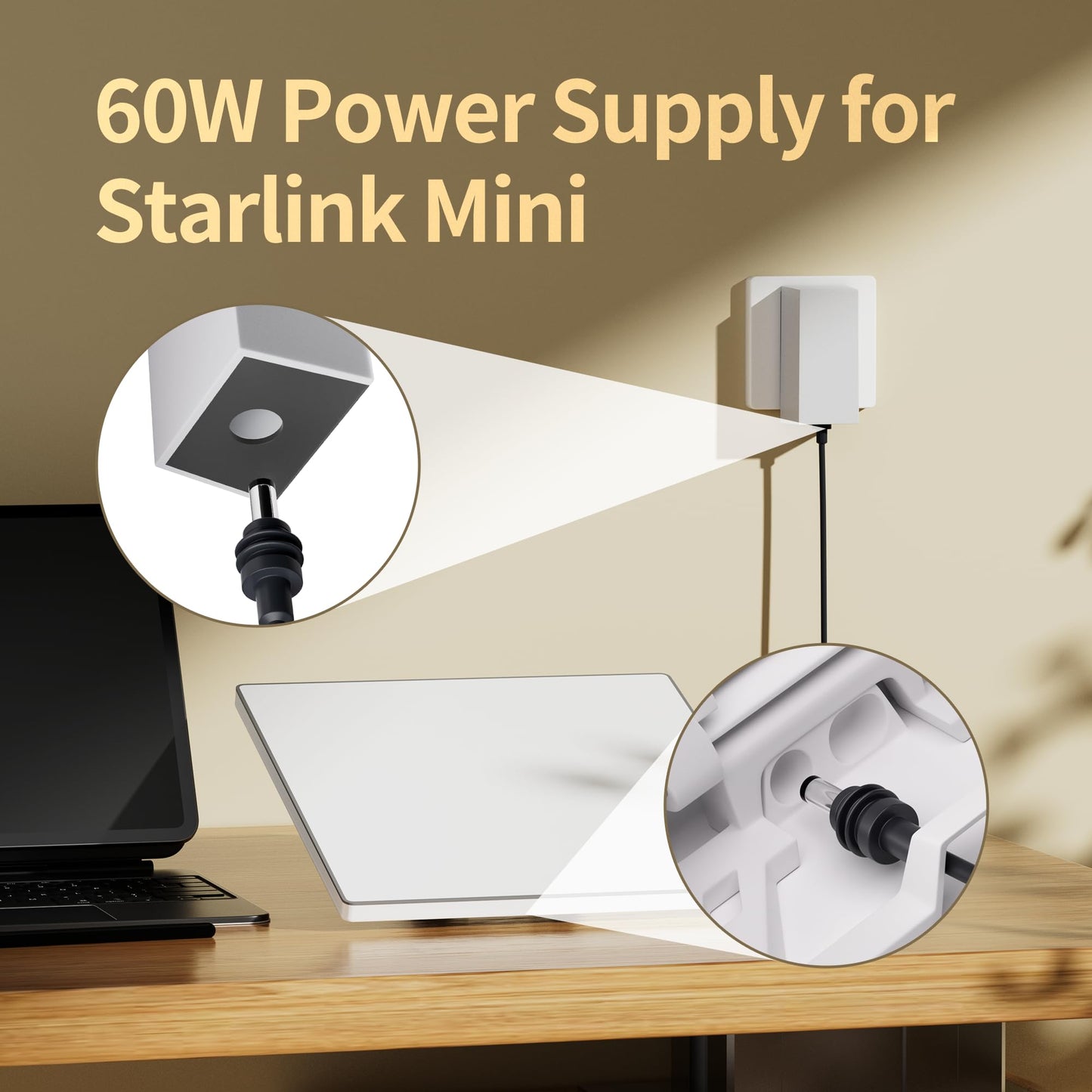 Starlink Mini Charger 60W Replacement Power Supply AC Adapter 30V 2A Output Wall Charger Plug for Starlink Mini Dish