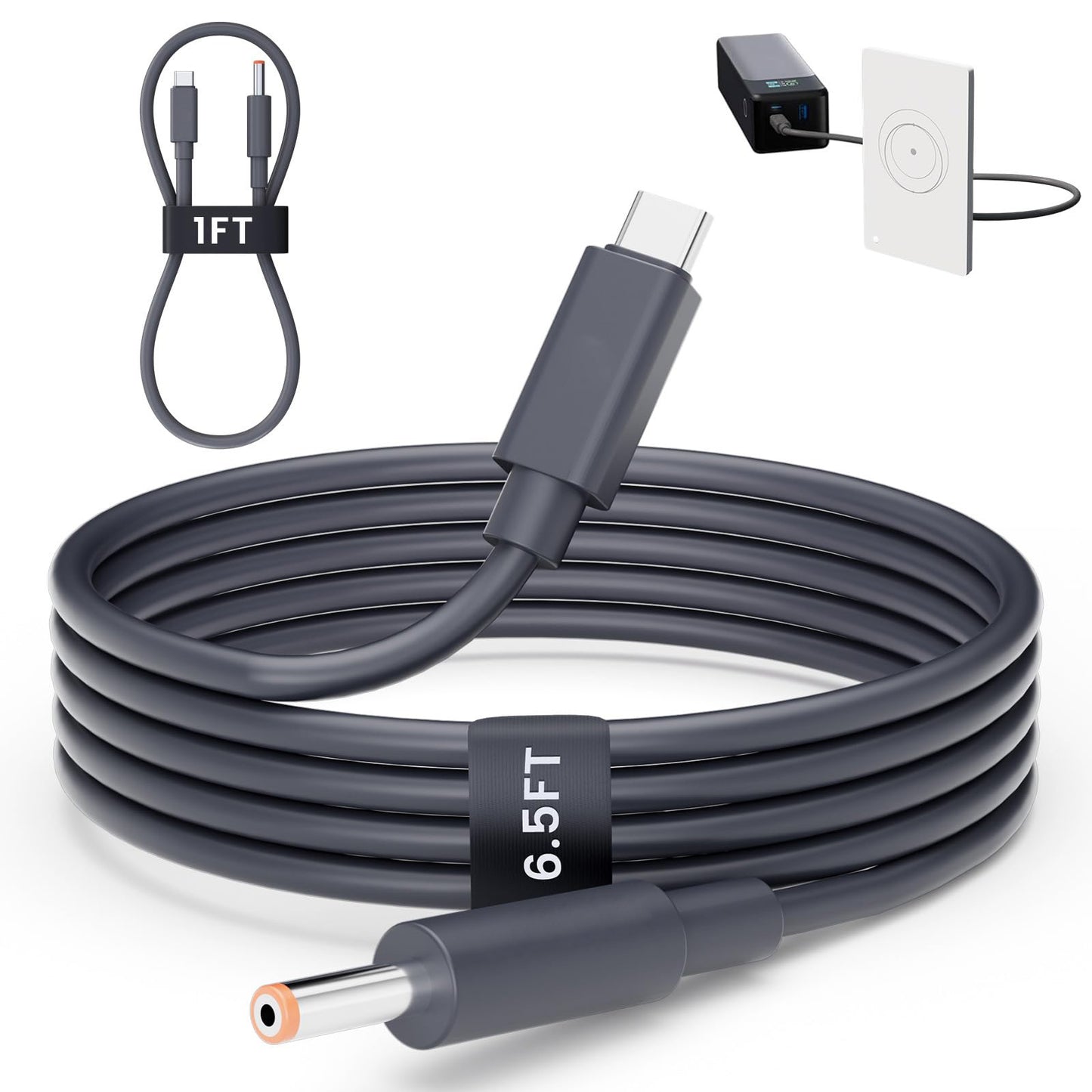 Starlink Router Mini Cable 2 Pack (1FT 6.5FT) USB C to DC Power Cable Compatible with Mini Router, Plug and Play PD 9V Compatible Replacement for Starlink Internet Kit