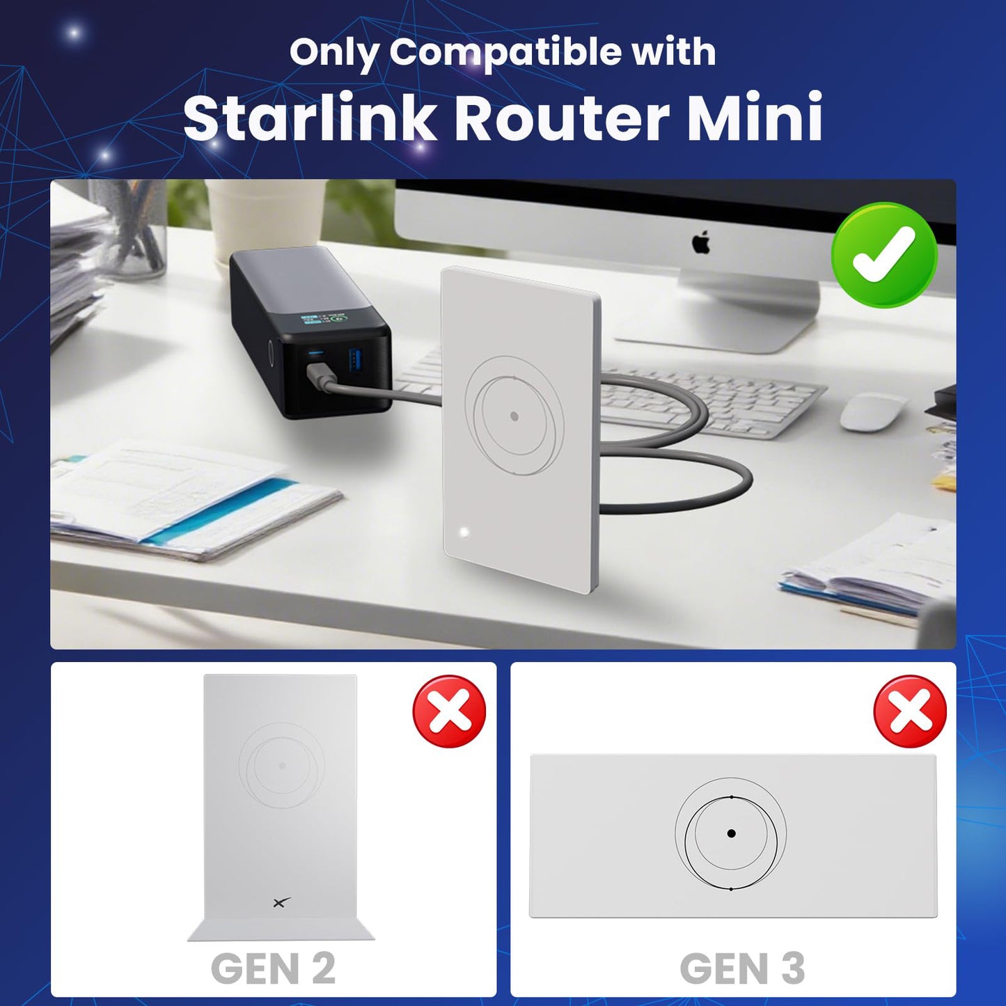 Starlink Router Mini Cable 2 Pack (1FT 6.5FT) USB C to DC Power Cable Compatible with Mini Router, Plug and Play PD 9V Compatible Replacement for Starlink Internet Kit