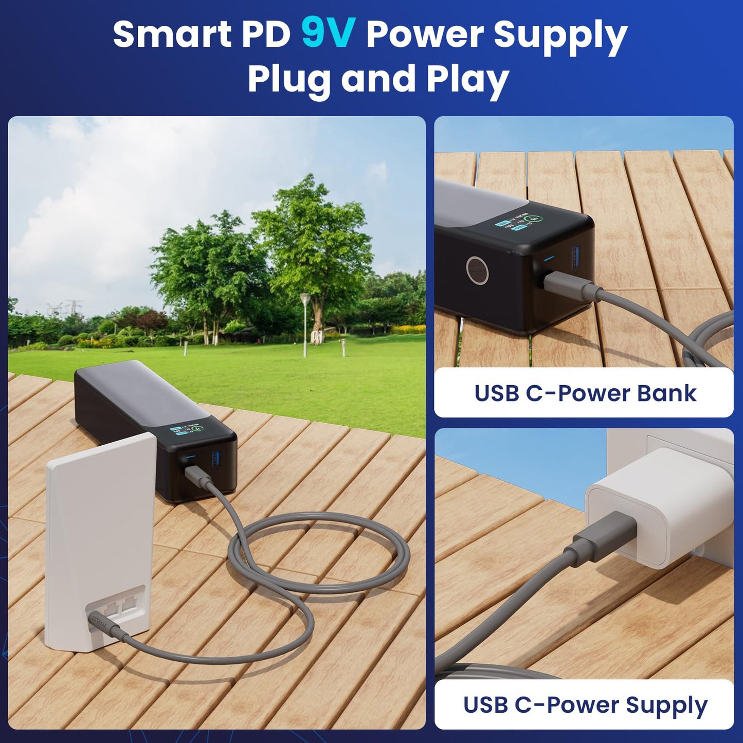 Starlink Router Mini Cable 2 Pack (1FT 6.5FT) USB C to DC Power Cable Compatible with Mini Router, Plug and Play PD 9V Compatible Replacement for Starlink Internet Kit