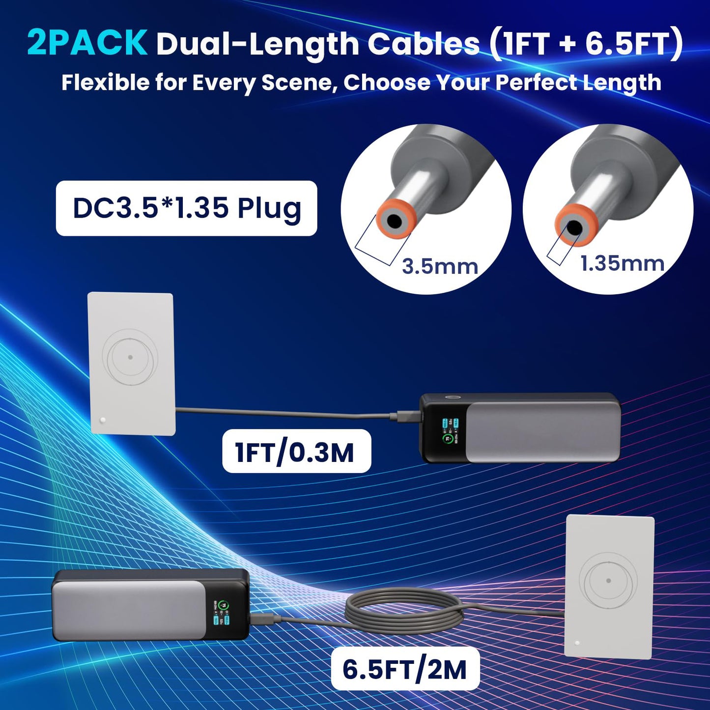 Starlink Router Mini Cable 2 Pack (1FT 6.5FT) USB C to DC Power Cable Compatible with Mini Router, Plug and Play PD 9V Compatible Replacement for Starlink Internet Kit